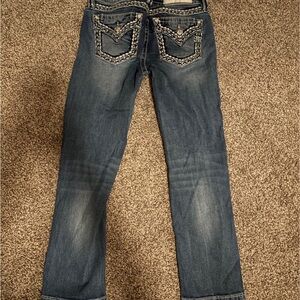 Miss Me Blue Boot Cut Jeans with Ornate Design